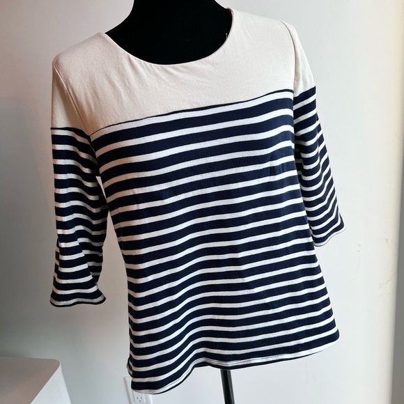 Faith & JOY | 3/4 Sleeve Navy & White Striped Tee - Picture 2 of 3